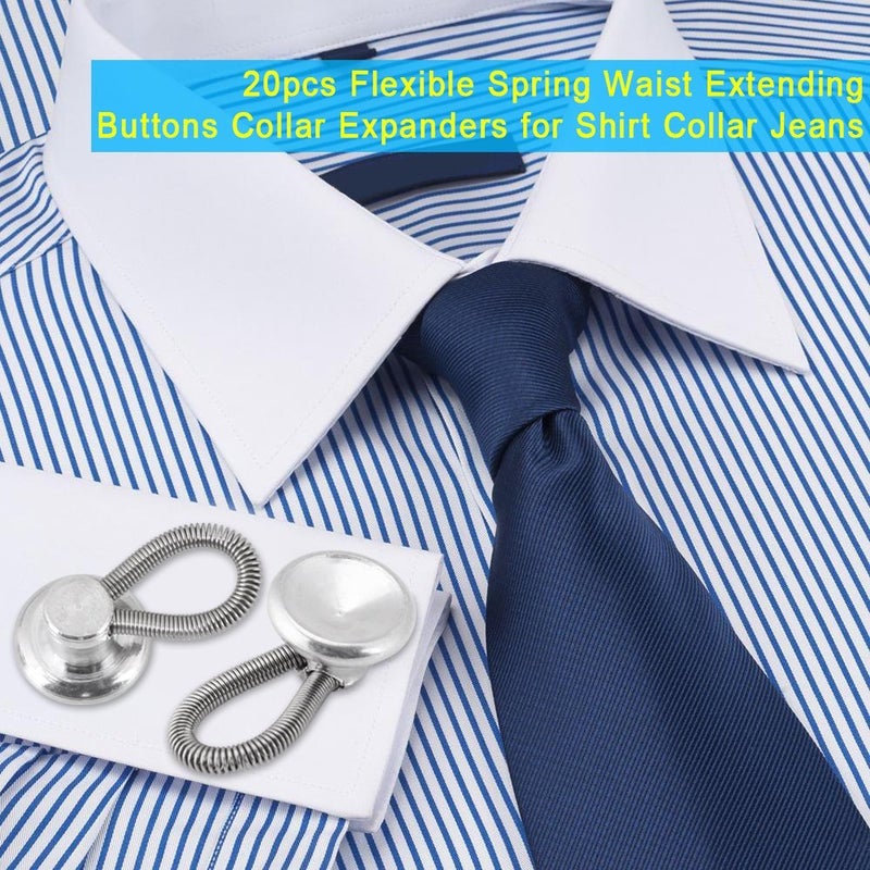 Walfront 20-Pack Collar Extenders & Waistband Extenders for Dress Pants Shirts Flexible Button Closure Set for Clothing Waist Adjustments Shirt Collars Pants Waistbands (20PCS) - Image 4